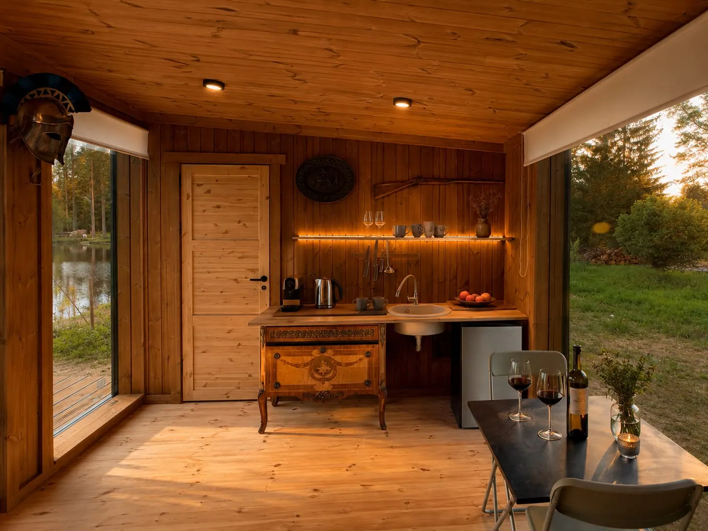 Glass Cabin by the Lake with Deer Park View — 4