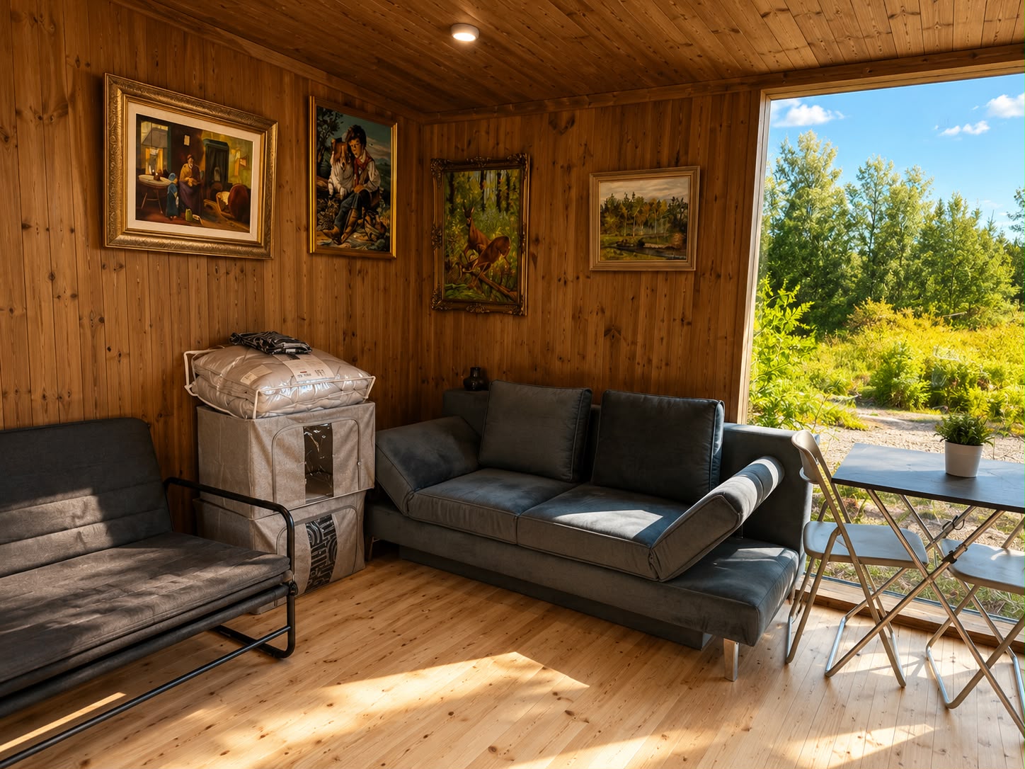 Hunter's Cabin — melnā mājiņa pie meža ar panorāmas stiklojumu — 3