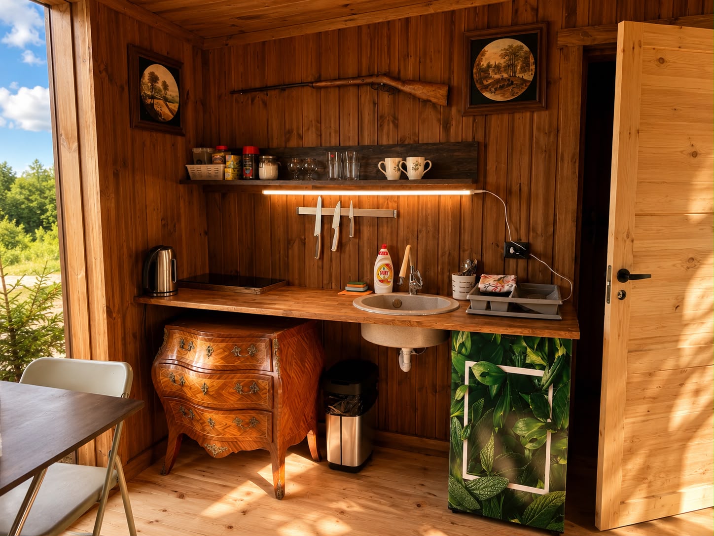 Hunter's Cabin — melnā mājiņa pie meža ar panorāmas stiklojumu — 4